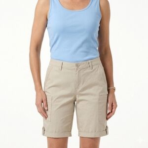 New Chico's Women's Cargo 5-Pockets Cotton Shorts Size L Cream